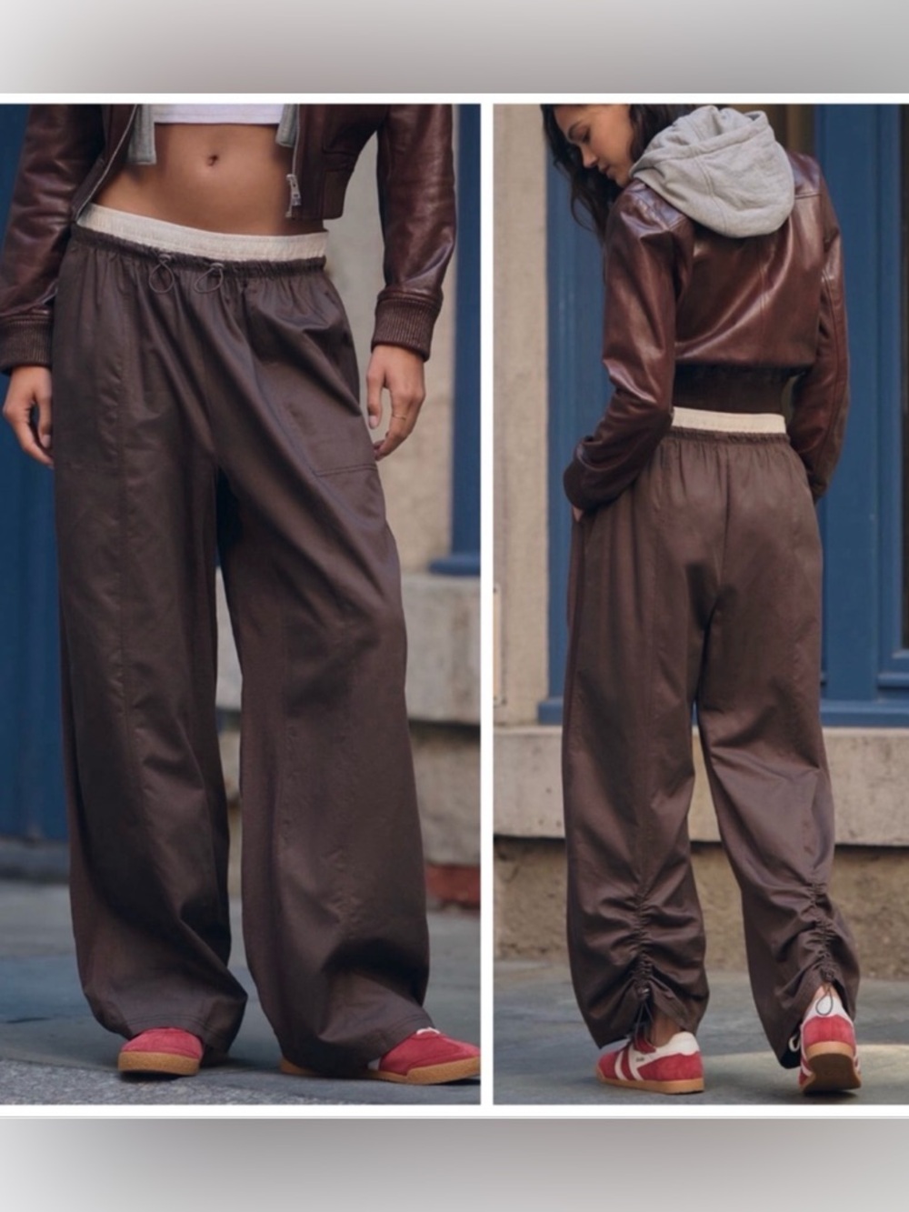 Anthropologie Daily Practice Adjustable Ankle Pants in Chocolate Size L NEW